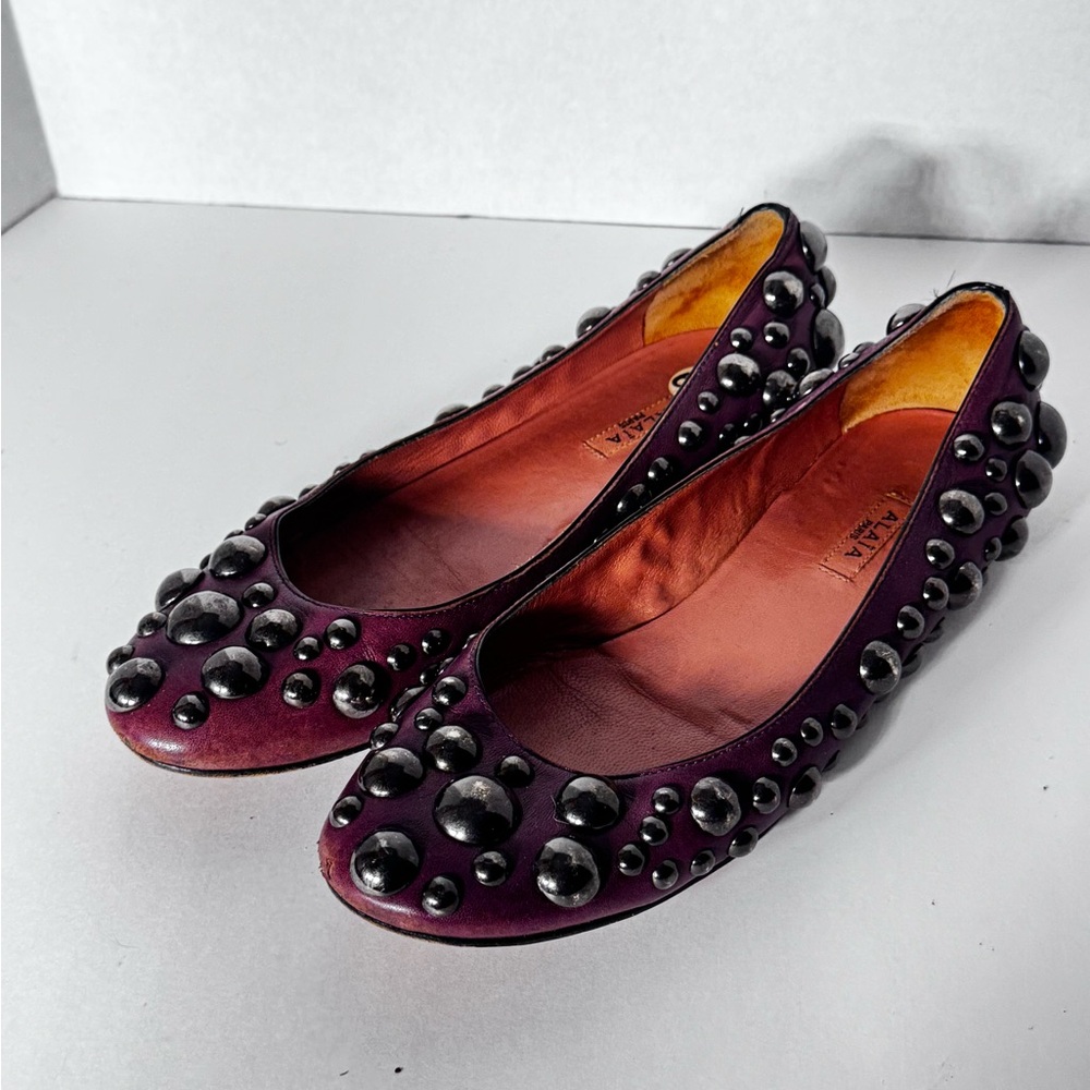 Alaia Dark Purple Studded Flats size 6.5